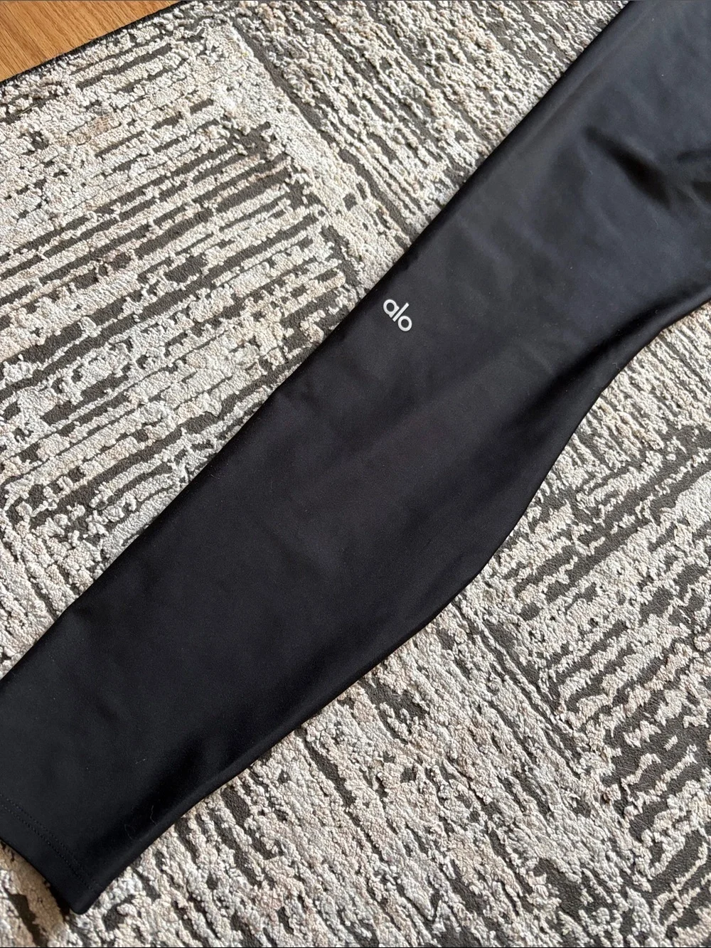 ALO Yoga Black Leggings with White Side Stripes